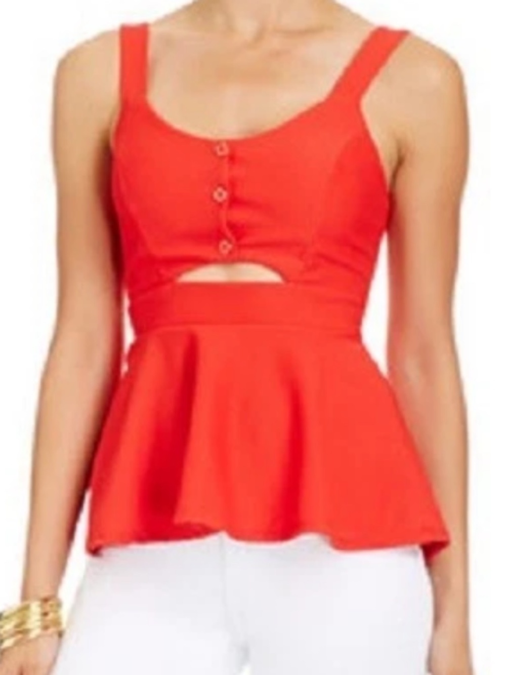 New Bebe 2b hot pink textured cutout peplum tank top size S